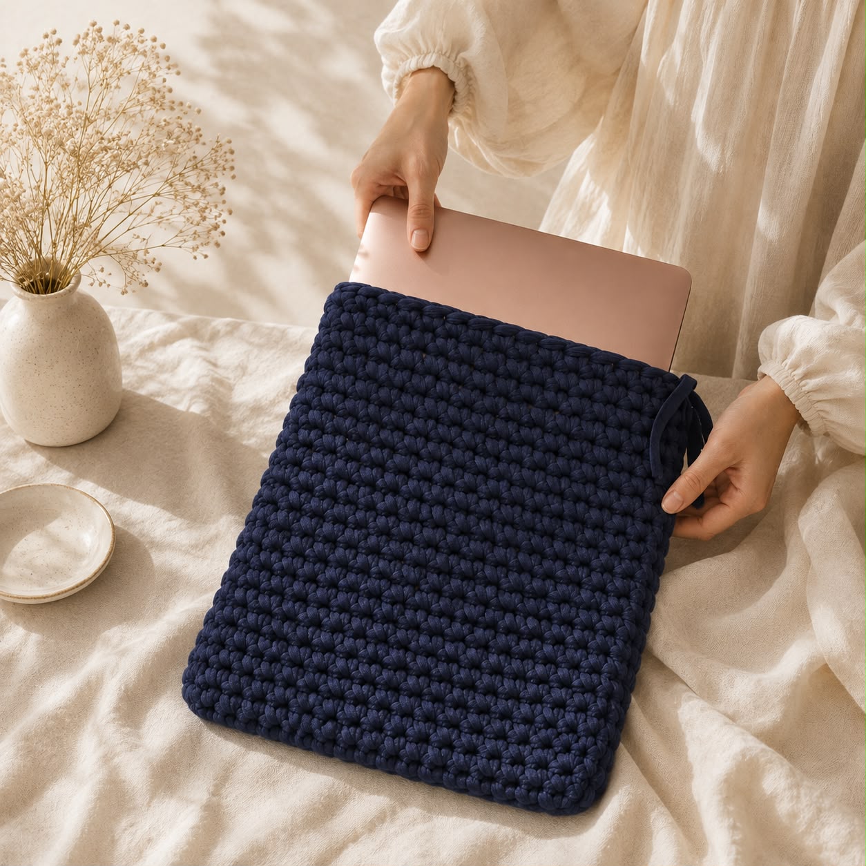 Navy Weave Laptop Sleeve