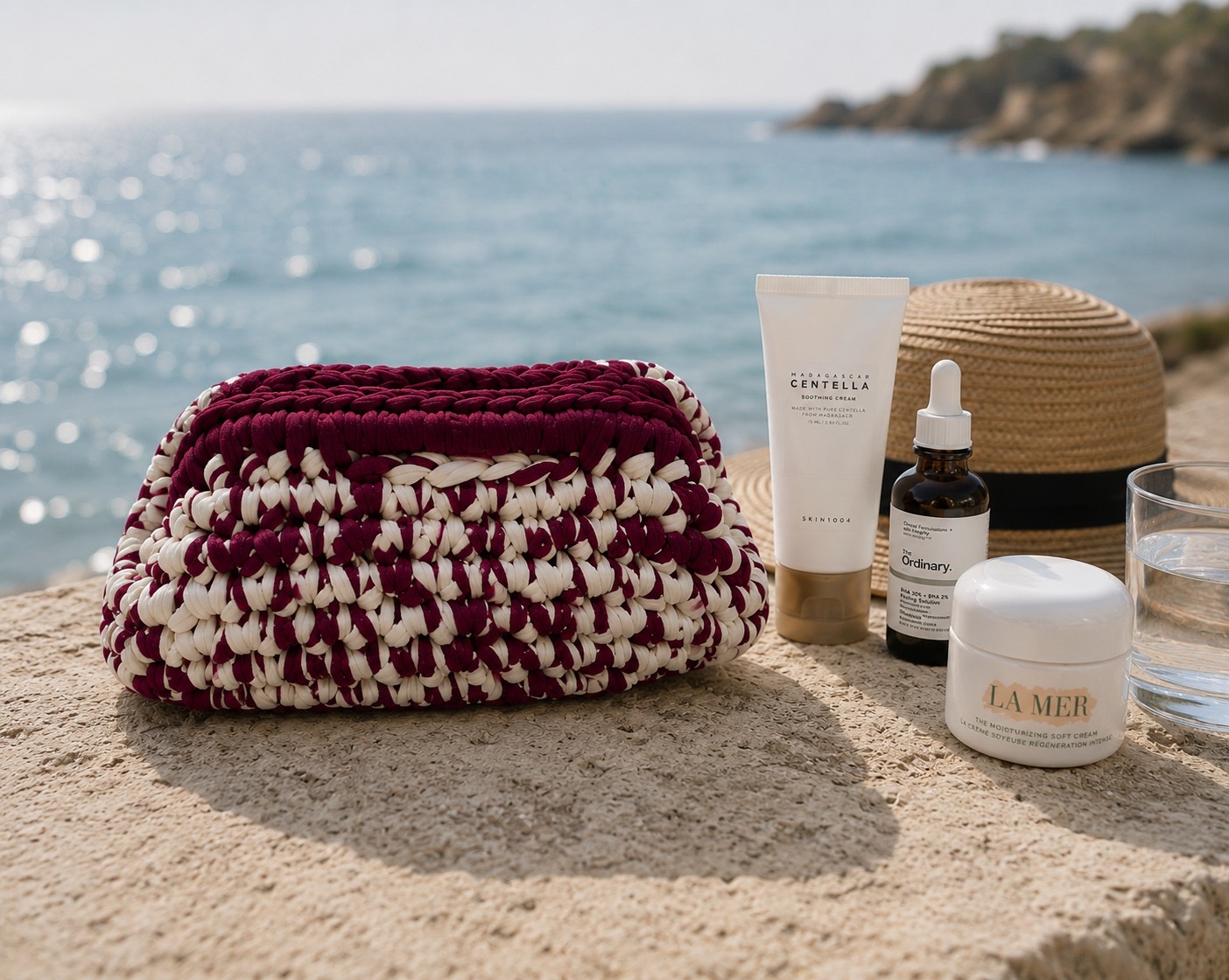 Burgundy Weave Clutch